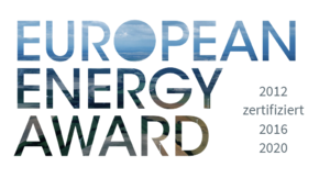 Das Bild zeigt das Logo für die Auszeichnung zum European Energy Award des Vogtlandkreises in den Jahren 2012, 2016 und 2020.