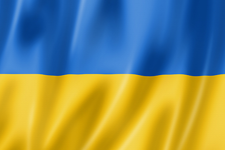 Abgebildet ist die Fahne der Ukraine mit den Farben gelb und blau
