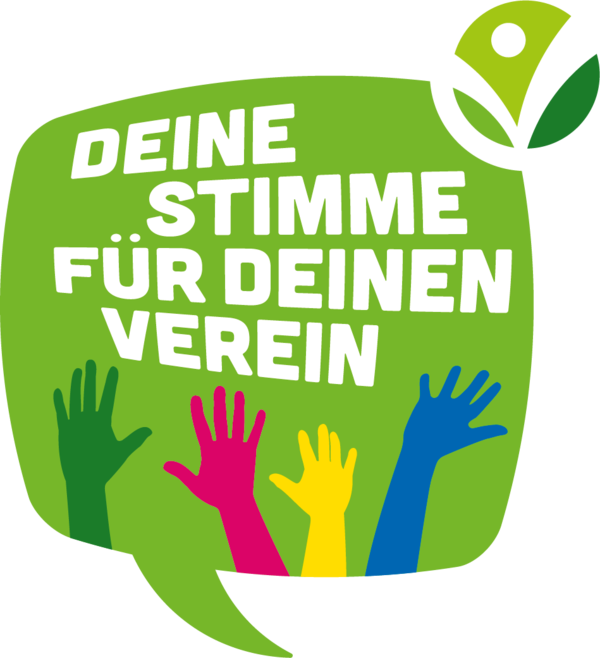 Das Bild zeigt das Logo der Gemeinschaftsaktion "Deine Stimme für deinen Verein". Zu sehen sind bunte Hände vor einem freundlich-grünen Hintergrund. In der oberen rechten Ecke ist das Logo des Kreissportbundes Vogtland e.V. zu sehen.