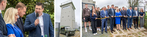 Sie sehen eine Bildmontage mit Szenen aus der Übergabe des Grenzturmes Heinersgrün