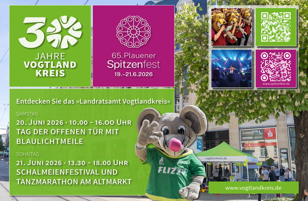 Bild vergr&ouml;&szlig;ern: 30 Jahre Vogtlandkreis - Countdown f&uuml;r das Festwochenende l&auml;uft