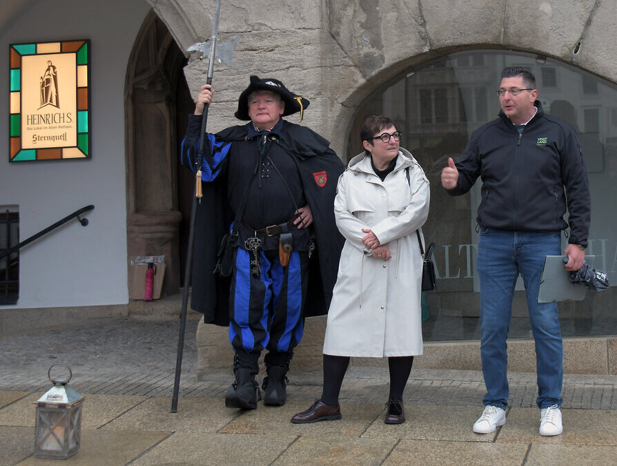 Landrat Thomas Hennig und Baub&uuml;rgermeisterin Kerstin Wolf waren vor Ort.
